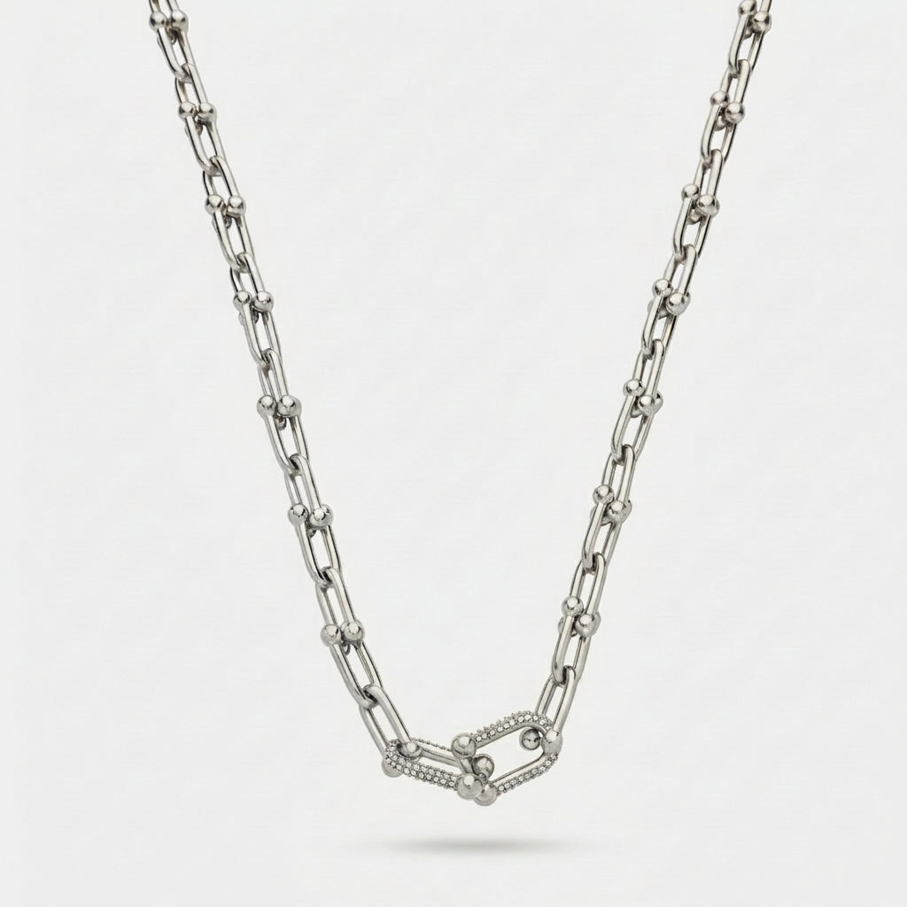 Elegant Silver Link Necklace
