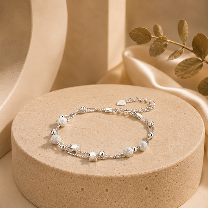 Luxury Silver Heart Bangle Bracelet