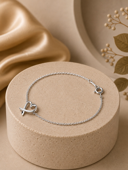 Elegant Silver Heart Arrow Bracelet