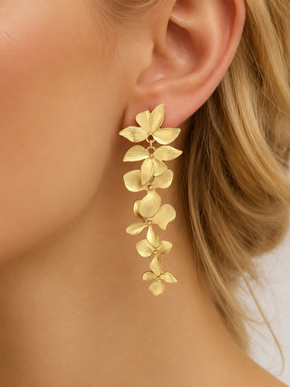 Luxury Gold Floral Drop Earrings