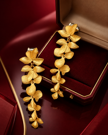 Luxury Gold Floral Drop Earrings
