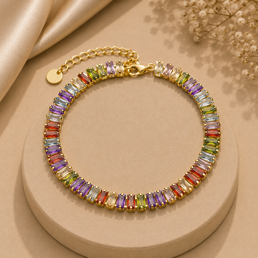 Rainbow Baguette Zirconia Bracelet