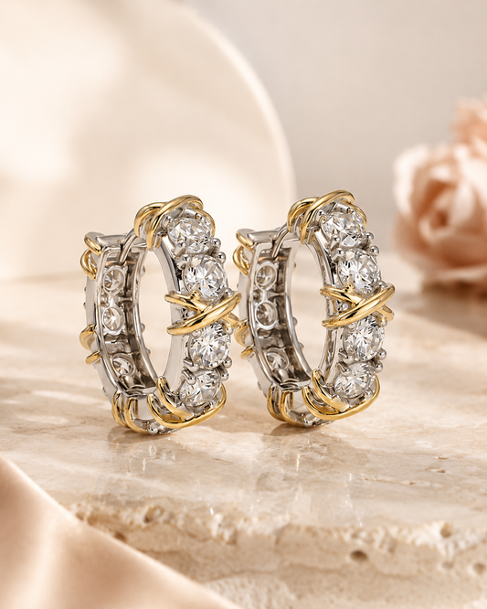 Elegant Two-Tone Hoop Earrings