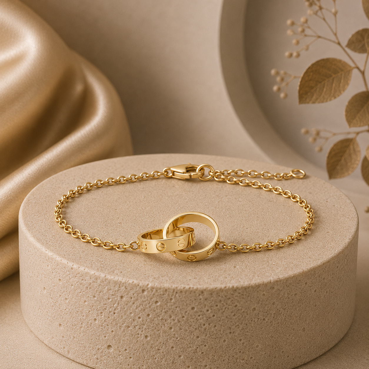 Elegant Gold Double Ring Bracelet