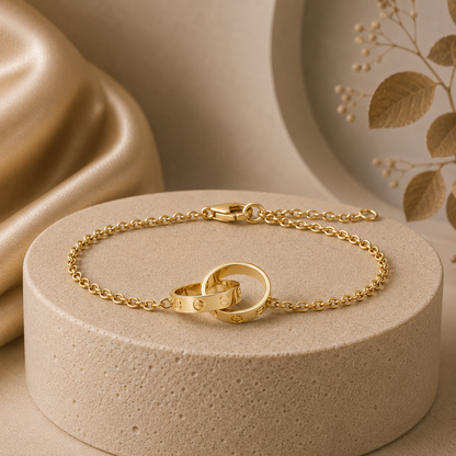 Elegant Gold Double Ring Bracelet