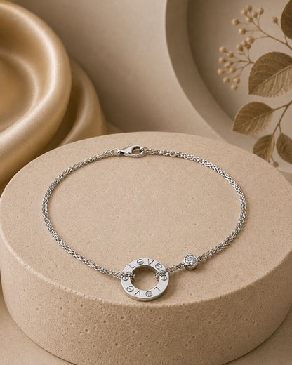 Elegant Silver Love Circle Bracelet