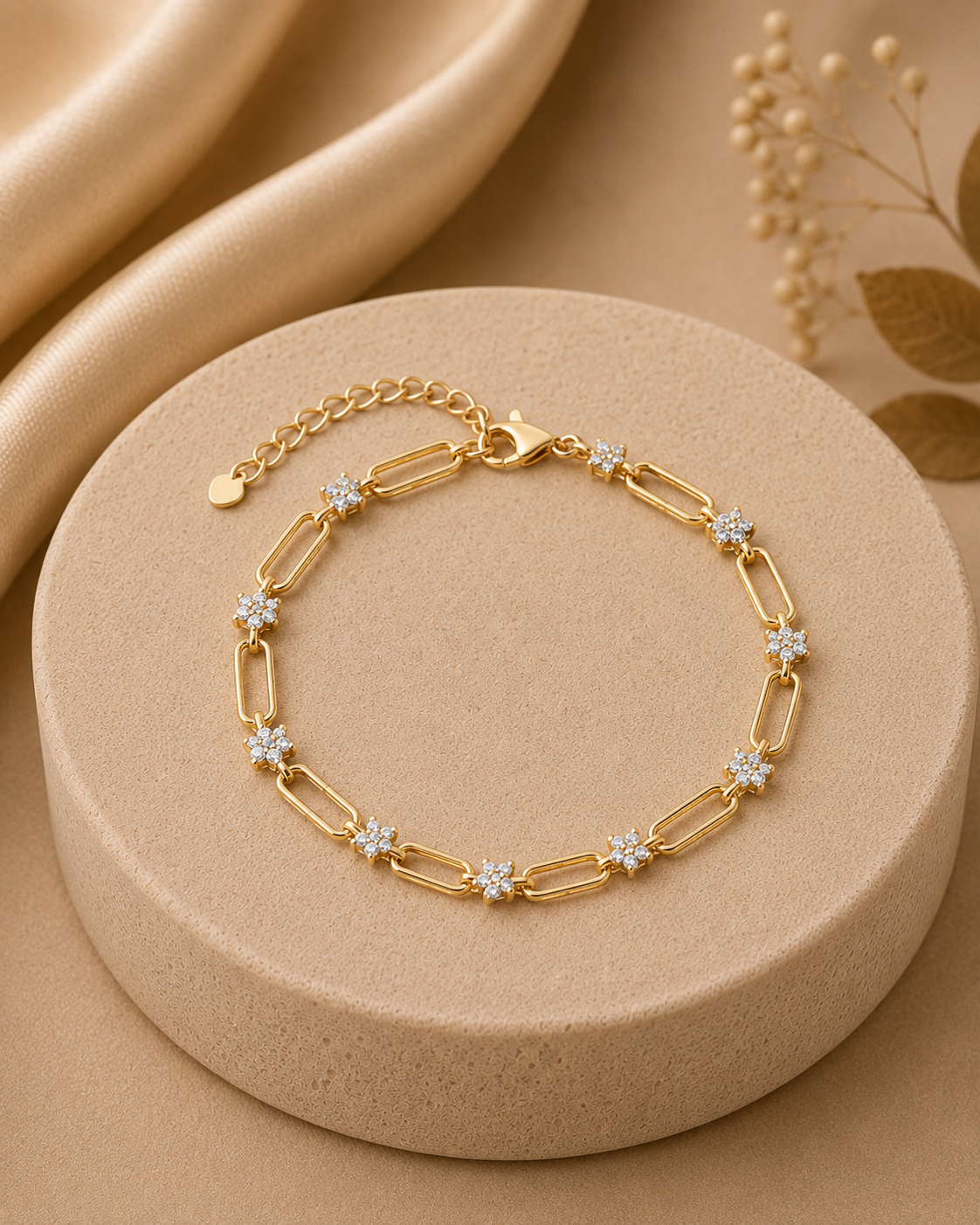 Luxury Gold Zirconia Link Bracelet