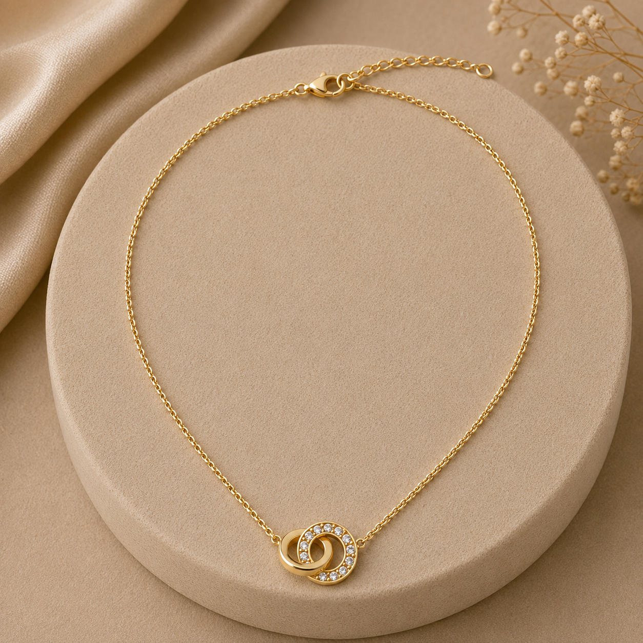 Luxury Gold Zirconia Circle Necklace