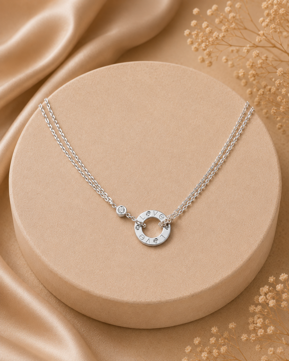 Luxury Silver Love Circle Necklace