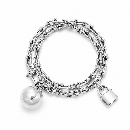 Luxury Silver Pearl Layered Bracelet