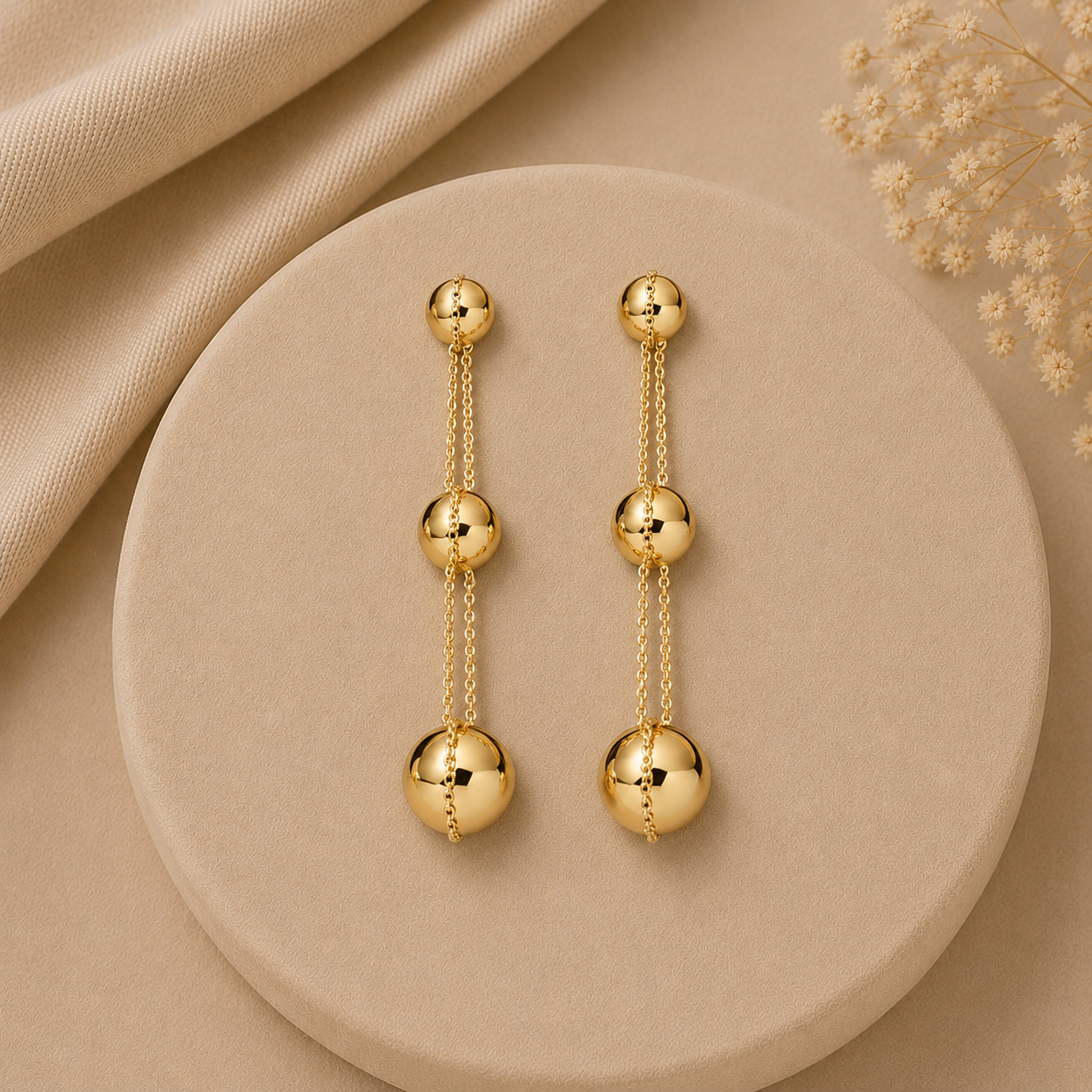 Luxury Gold Sphere Drop Earrings