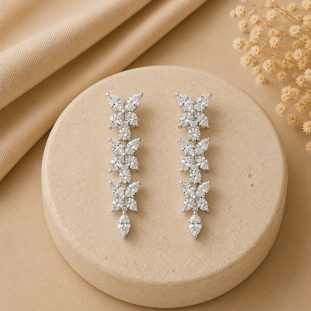 Luxury Silver Butterfly Earrings