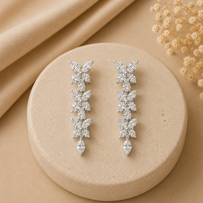 Luxury Silver Butterfly Earrings