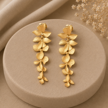 Luxury Gold Floral Drop Earrings