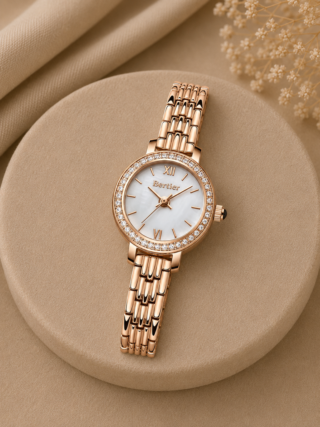 Luxury Rose Gold Crystal Watch