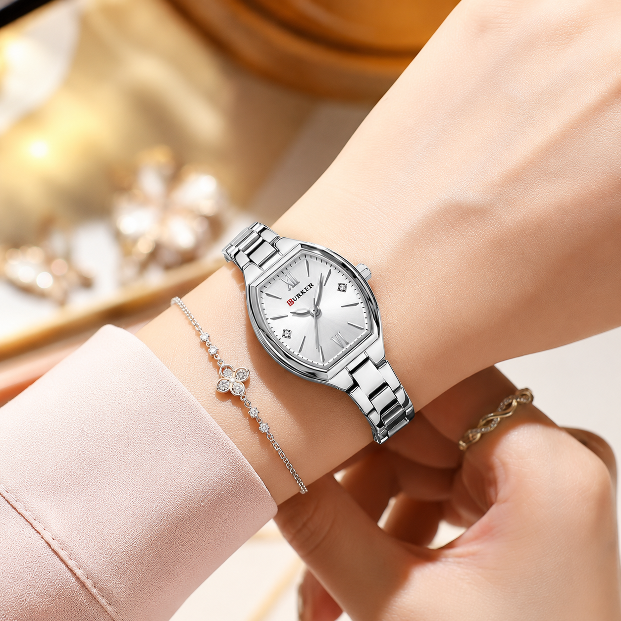 Luxury Silver Geometric Watch