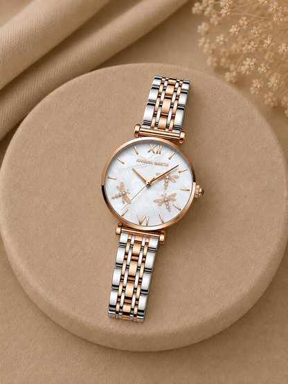 Luxury Two-Tone Dragonfly Watch