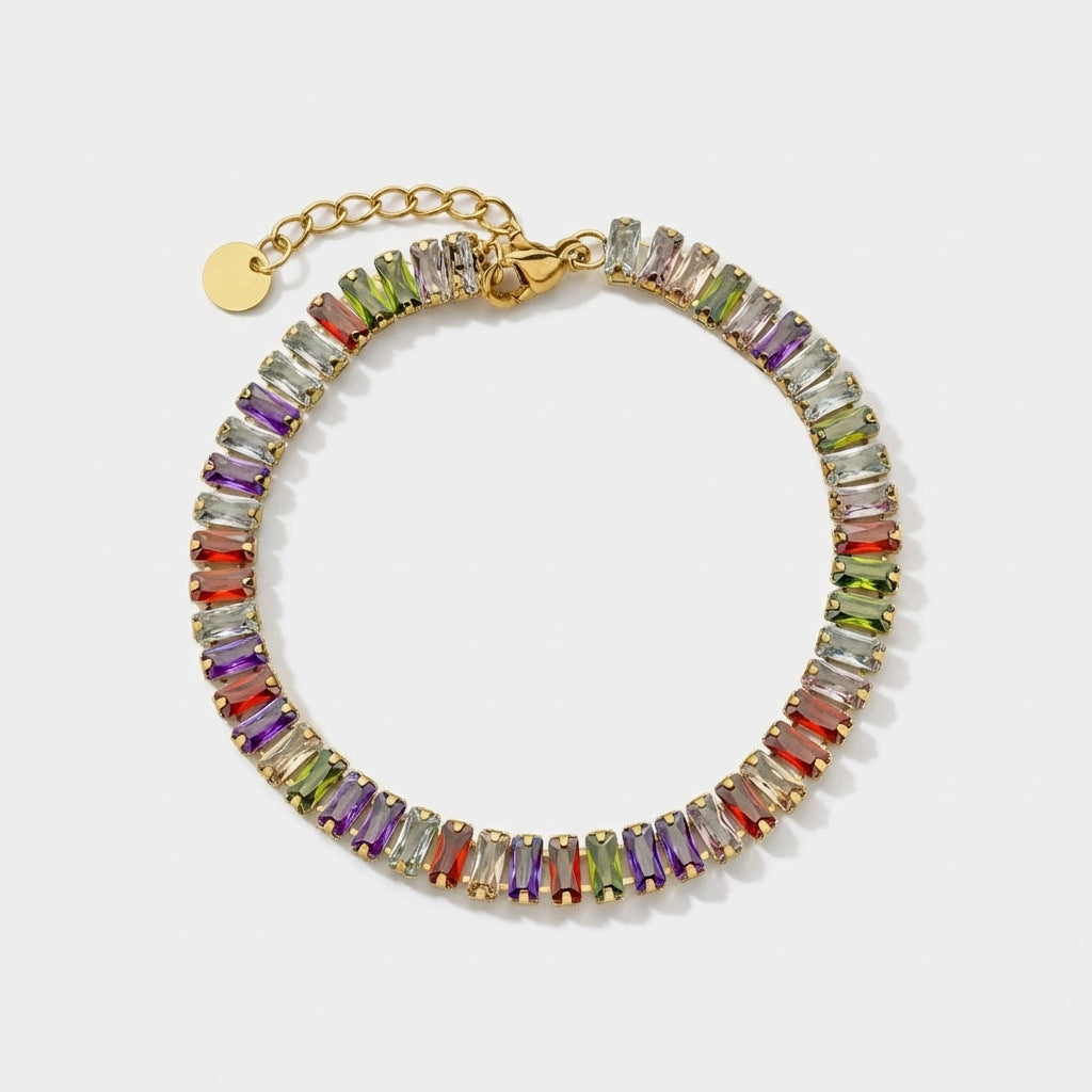 Rainbow Baguette Zirconia Bracelet