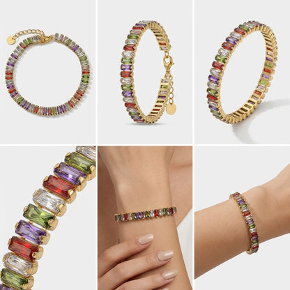 Rainbow Baguette Zirconia Bracelet