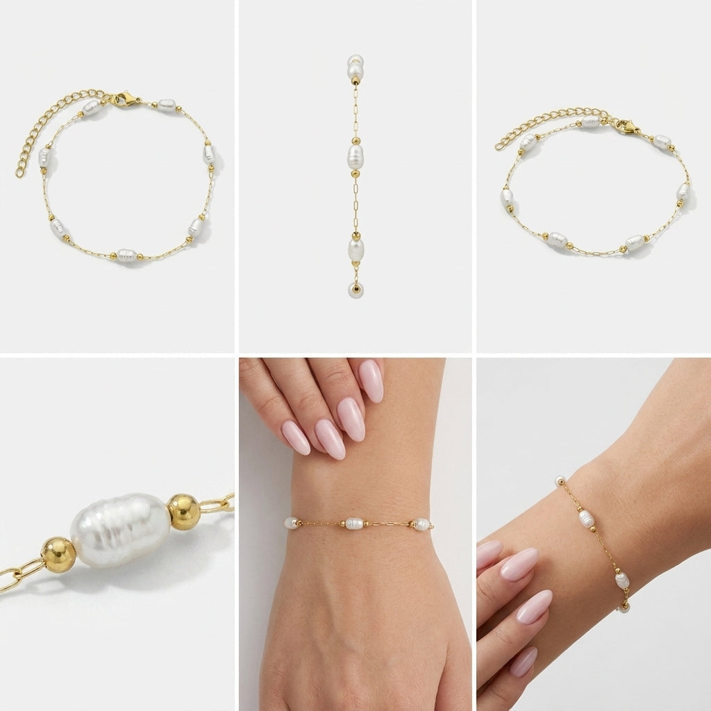 Elegant Gold Pearl Bracelet