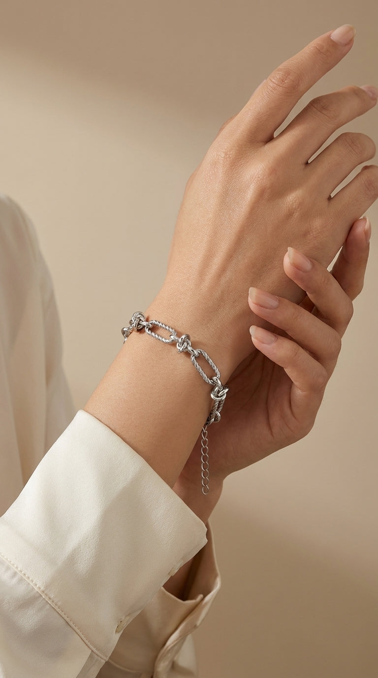 Elegant Silver Knot Bracelet