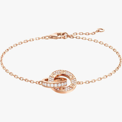 Elegant Gold, Rose Gold  Silver Zirconia Ring Bracelet