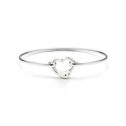 Luxury Silver Heart Bangle Bracelet