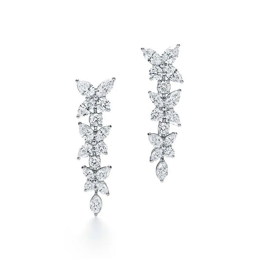 Luxury Silver Butterfly Earrings