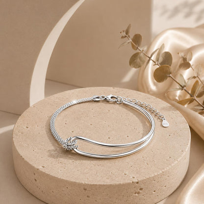 Luxury Silver Heart Bangle Bracelet