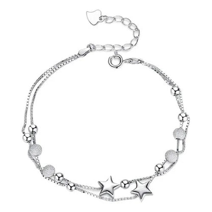 Luxury Silver Heart Bangle Bracelet