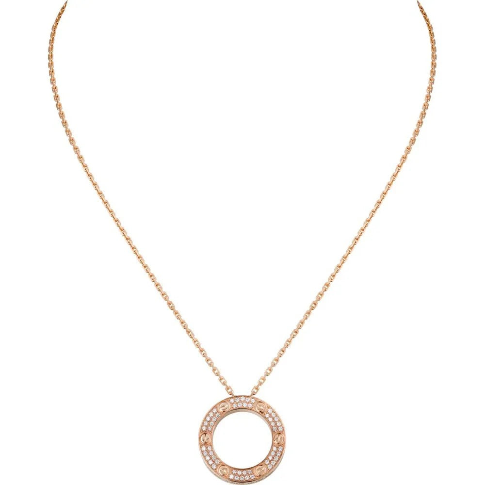 Luxury Rose Gold Zirconia Circle Necklace