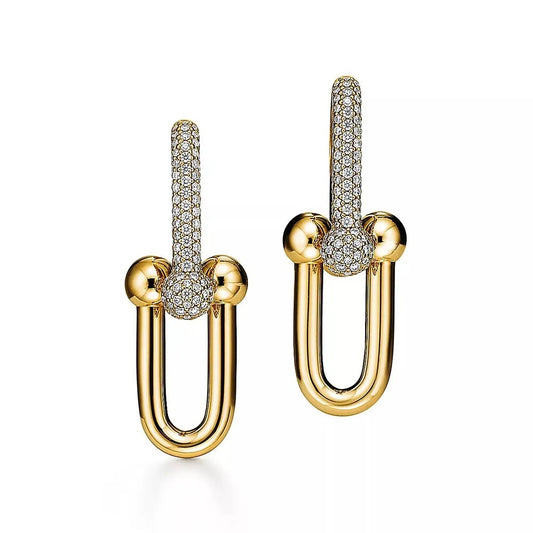 Luxury Gold Zirconia Link Earrings