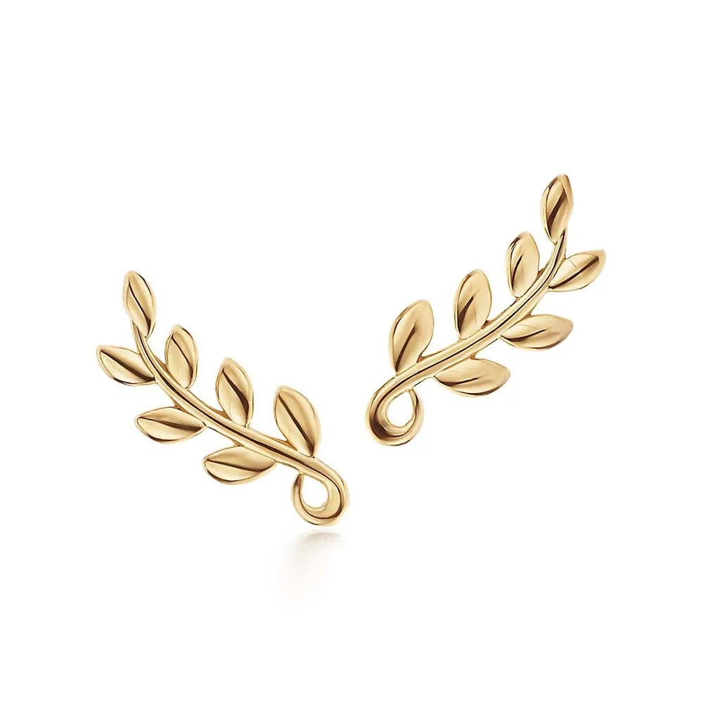 Luxury Gold Leaf Hoop Earrings