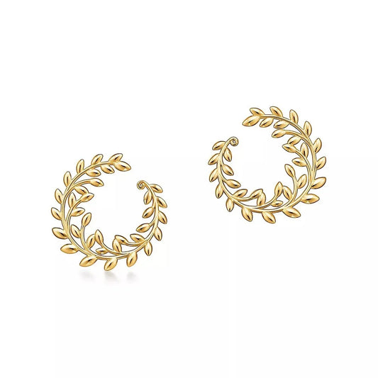 Luxury Gold Leaf Hoop Earrings