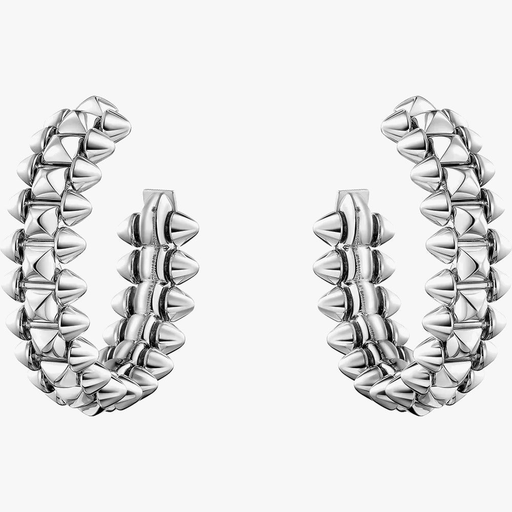 Luxury Silver Spiked Hoop Earrings