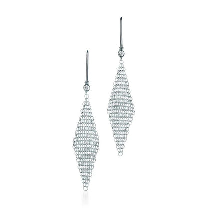 Luxury Silver Mesh Drop Earrings