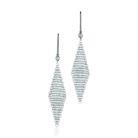 Luxury Silver Mesh Drop Earrings