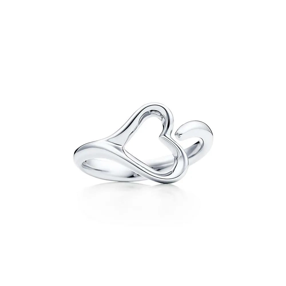 Luxury Silver Open Heart Ring