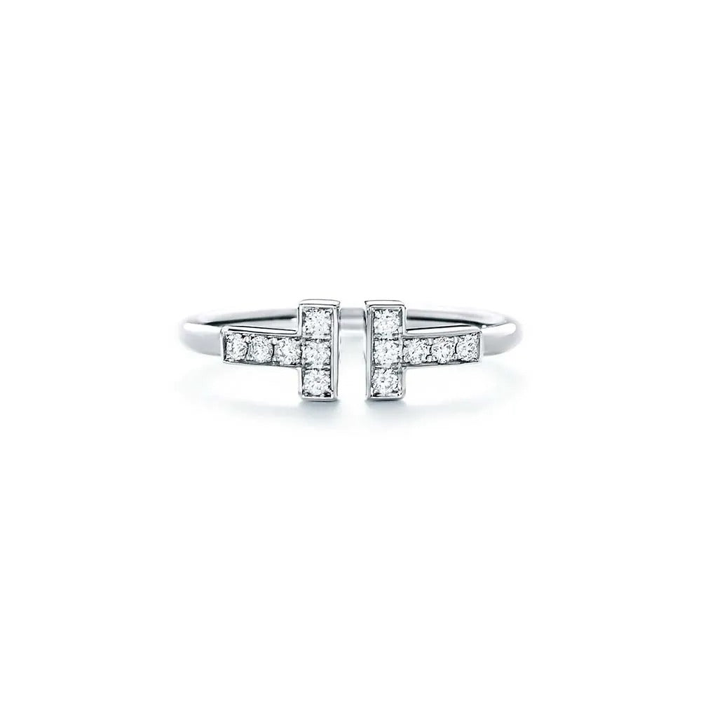 Luxury Silver Zirconia T Ring