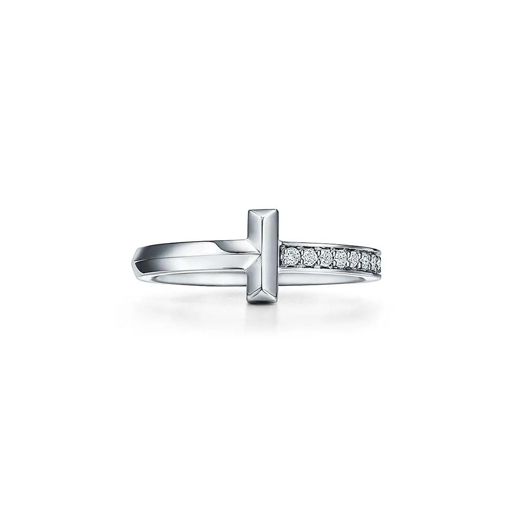 Luxury Silver Zirconia T Ring