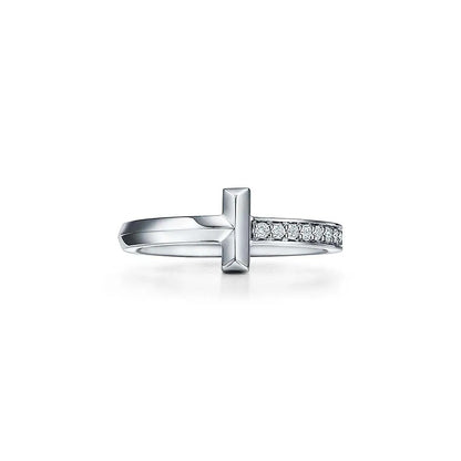 Luxury Silver Zirconia T Ring
