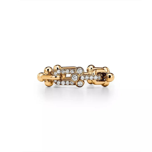 Luxury Gold Zirconia Link Ring