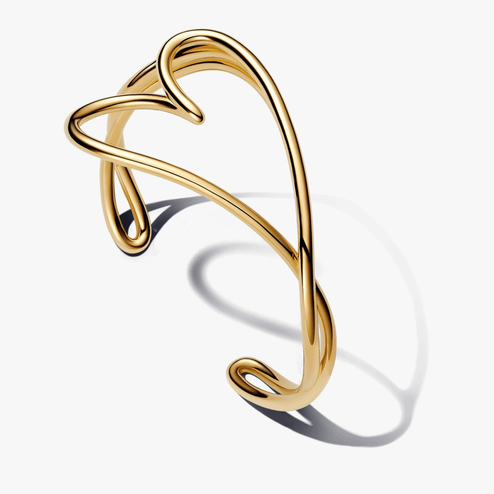 Luxury Silver Heart Bangle Bracelet