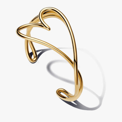 Luxury Silver Heart Bangle Bracelet