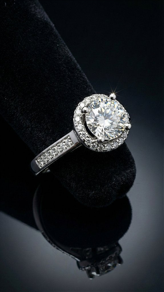 Anel Solitário Halo Pedra 1ct Moissanite Cravejado Prata 925 Ajustável