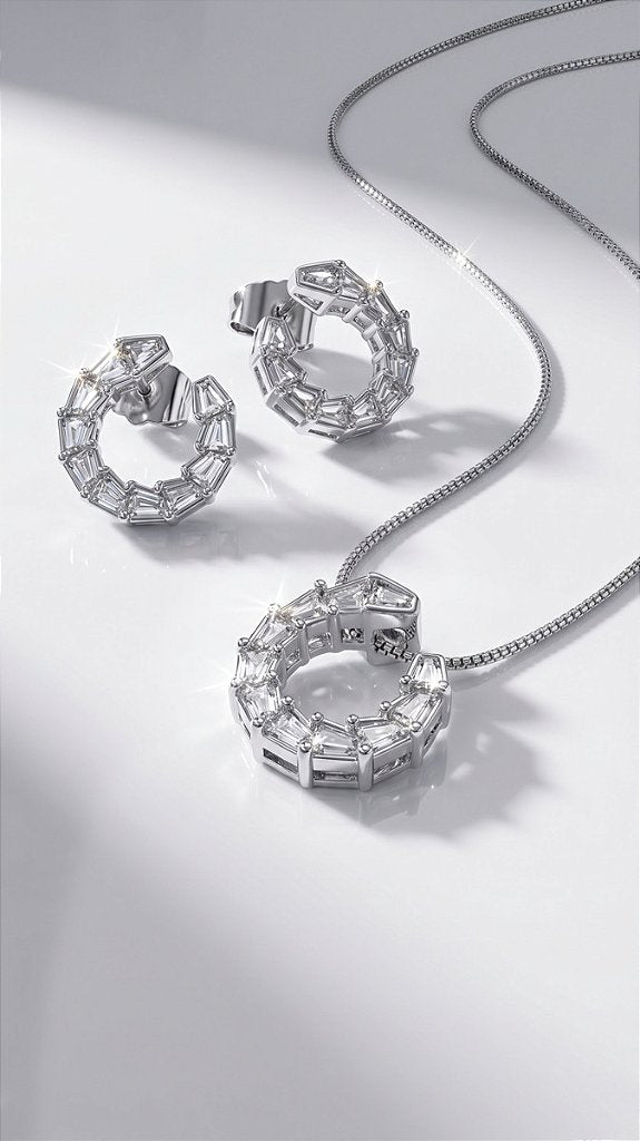 Conjunto Colar e Brincos Mini Serpente Zircônia Branca Prata