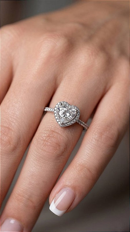 Anel Solitário Halo Pedra 1ct Moissanite Cravejado Prata 925 Ajustável