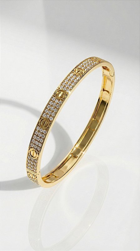 Brinco Argola CT Cravejada Zircônia Dourado Aço