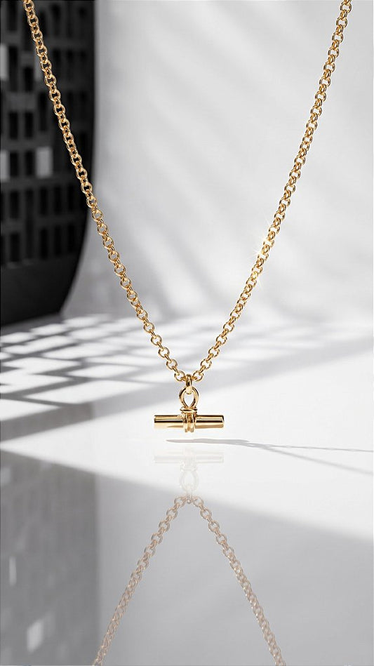 Gold T-Bar Chain Necklace