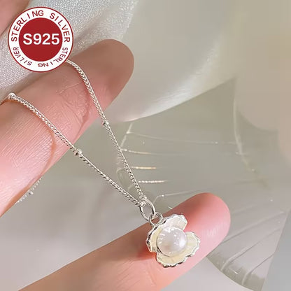 Elegant 925 Silver Heart Pearl Necklace